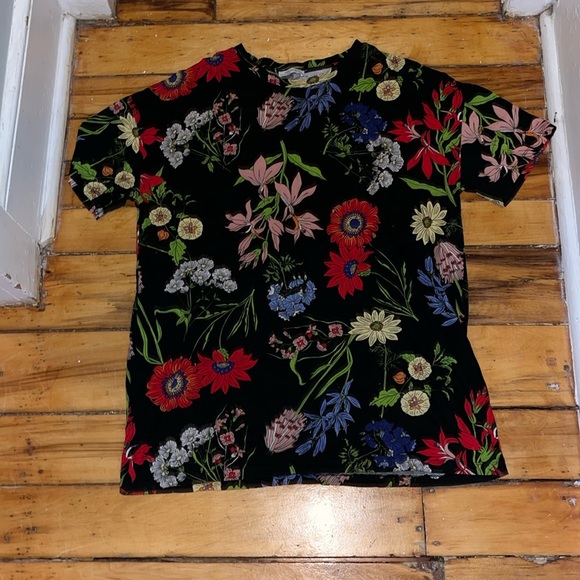 Zara size medium black floral tunic top - Picture 1 of 4